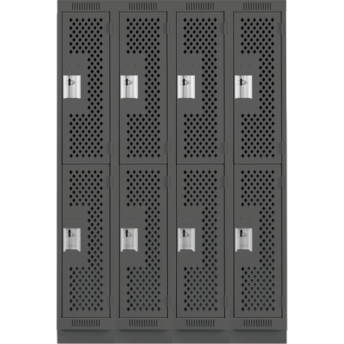 Casiers Clean Line, 2 niveaux, Bloc de 4, 48" x 12" x 76", Acier, Charbon, Rivet (assembl&eacute;), Perfor&eacute; Cintas