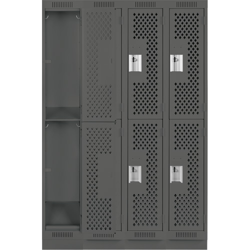Casiers Clean Line, 2 niveaux, Bloc de 4, 48" x 12" x 76", Acier, Charbon, Rivet (assembl&eacute;), Perfor&eacute; Cintas