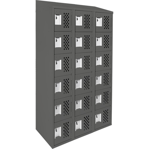 Petit casier perfor&eacute; Clean-Line, 6 niveaux, Bloc de 3, 15" x 72" x 12", Acier Cintas