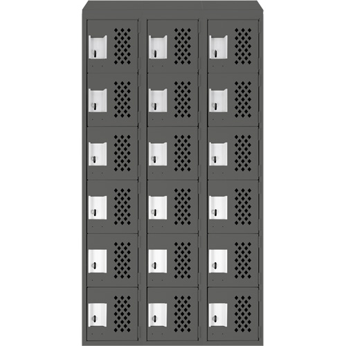 Petit casier perfor&eacute; Clean-Line, 6 niveaux, Bloc de 3, 15" x 72" x 12", Acier Cintas