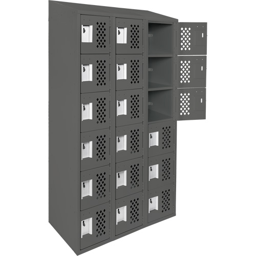 Petit casier perfor&eacute; Clean-Line, 6 niveaux, Bloc de 3, 15" x 72" x 12", Acier Cintas