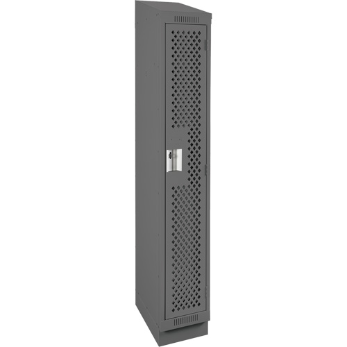 Clean Line Lockers, 12" x 12" x 82", Steel, Charcoal, Rivet (Assembled), Perforated Cintas