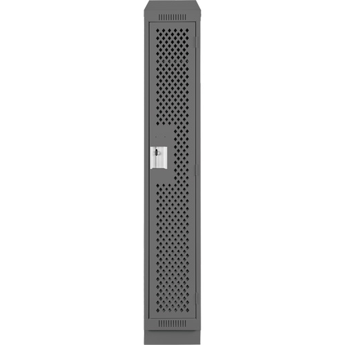 Clean Line Lockers, 12" x 12" x 82", Steel, Charcoal, Rivet (Assembled), Perforated Cintas