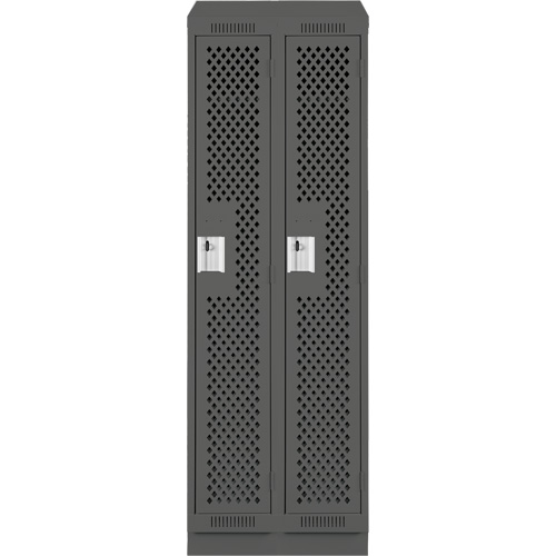 Clean Line Lockers, Bank of 2, 24" x 12" x 82", Steel, Charcoal, Rivet (Assembled), Perforated Cintas