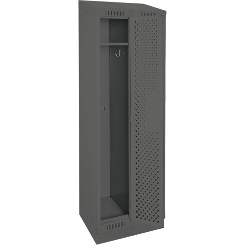 Clean Line Lockers, Bank of 2, 24" x 12" x 82", Steel, Charcoal, Rivet (Assembled), Perforated Cintas