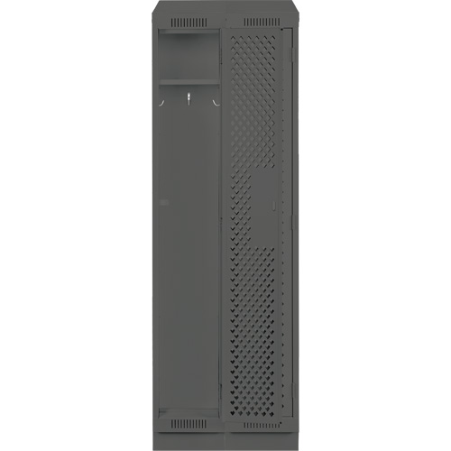 Clean Line Lockers, Bank of 2, 24" x 12" x 82", Steel, Charcoal, Rivet (Assembled), Perforated Cintas
