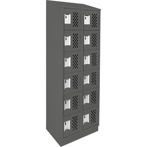 Petits casiers &eacute;conomiques assembl&eacute;s et perfor&eacute;s Clean Line, 6 niveaux, Bloc de 2, 18" x 72" x 12", Acier Cintas