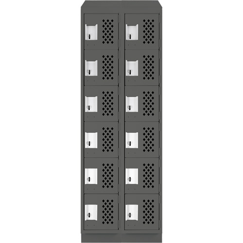 Petits casiers &eacute;conomiques assembl&eacute;s et perfor&eacute;s Clean Line, 6 niveaux, Bloc de 2, 18" x 72" x 12", Acier Cintas