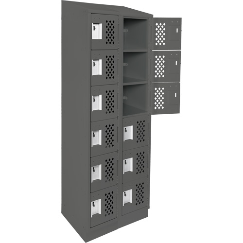 Petits casiers &eacute;conomiques assembl&eacute;s et perfor&eacute;s Clean Line, 6 niveaux, Bloc de 2, 18" x 72" x 12", Acier Cintas