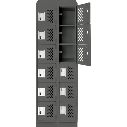 Petits casiers &eacute;conomiques assembl&eacute;s et perfor&eacute;s Clean Line, 6 niveaux, Bloc de 2, 18" x 72" x 12", Acier Cintas