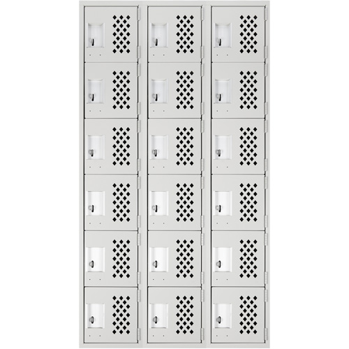 Clean Line Lockerettes, 6 -tier, Bank of 3, 18" x 72" x 12", Steel Cintas