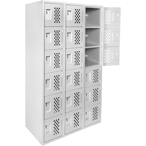 Clean Line Lockerettes, 6 -tier, Bank of 3, 18" x 72" x 12", Steel Cintas
