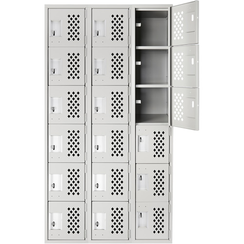 Clean Line Lockerettes, 6 -tier, Bank of 3, 18" x 72" x 12", Steel Cintas