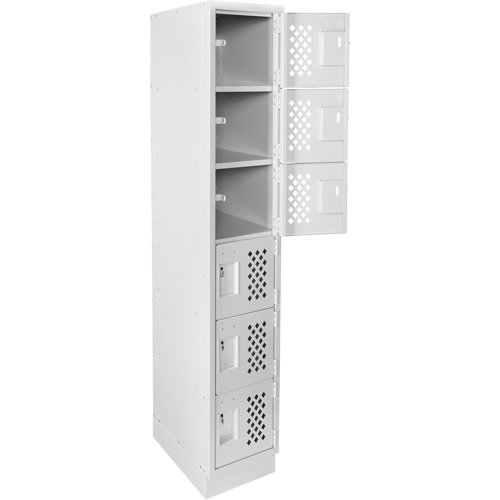 Petits casiers &eacute;conomiques assembl&eacute;s et perfor&eacute;s Clean Line, 6 niveaux, 18" x 72" x 12", Acier Cintas