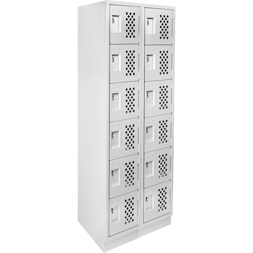Assembled Lockerettes Clean Line Perforated Economy Lockers, 6 -tier, Bank of 2, 18" x 72" x 12", Steel Cintas