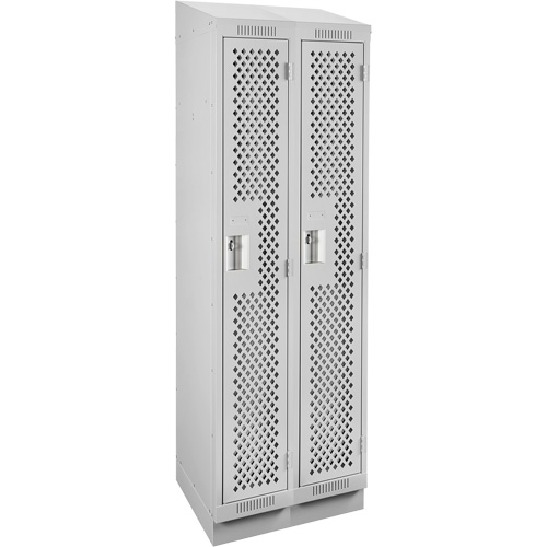 Clean Line Lockers, Bank of 2, 24" x 18" x 82", Steel, Grey, Rivet (Assembled), Perforated Cintas
