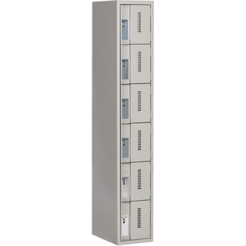 Concorde Heavy-Duty Lockers, 6 -tier, 12" x 18" x 72", Steel, Grey, Welded (Assembled) Cintas