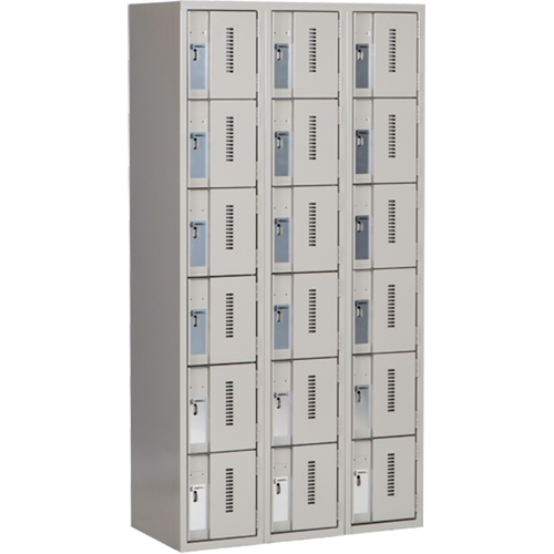 Casiers robustes Concorde, 6 niveaux, Bloc de 3, 36" x 18" x 72", Acier, Gris, Soud&eacute; (assembl&eacute;) Cintas