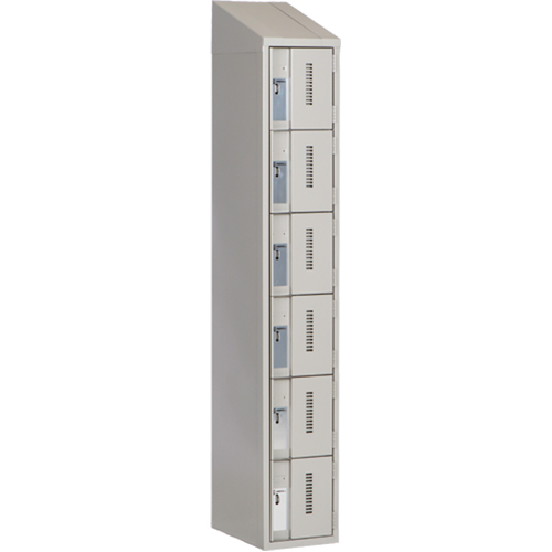 Concorde Heavy-Duty Lockers, 6 -tier, 12" x 18" x 78", Steel, Grey, Welded (Assembled) Cintas