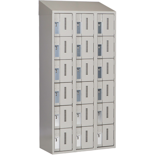 Concorde Heavy-Duty Lockers, 6 -tier, Bank of 3, 36" x 18" x 78", Steel, Grey, Welded (Assembled) Cintas