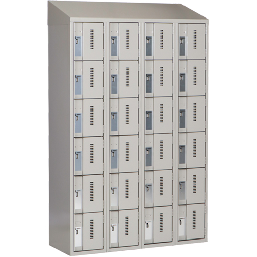 Concorde Heavy-Duty Lockers, 6 -tier, Bank of 4, 48" x 18" x 78", Steel, Grey, Welded (Assembled) Cintas