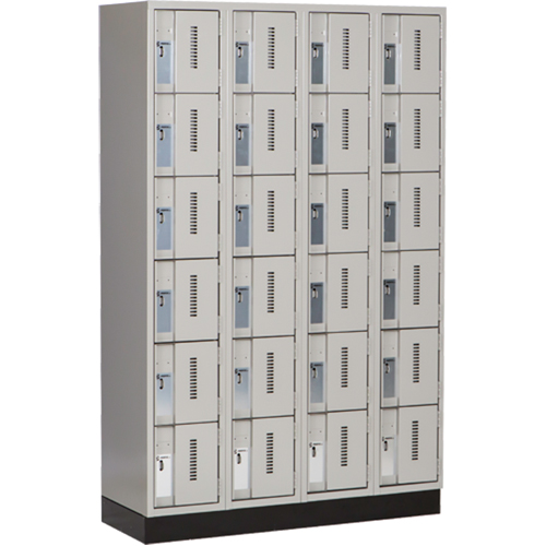 Concorde Heavy-Duty Lockers, 6 -tier, Bank of 4, 48" x 18" x 76", Steel, Grey, Welded (Assembled) Cintas