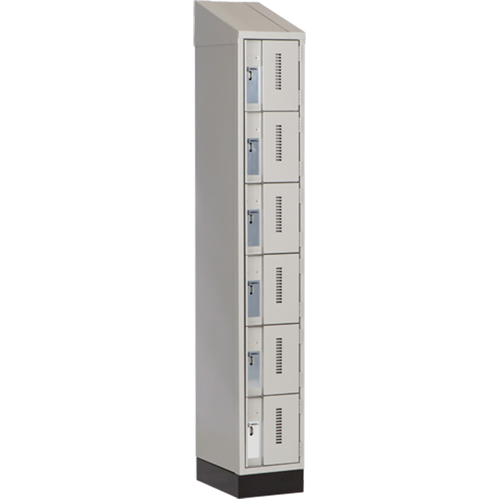 Concorde Heavy-Duty Lockers, 6 -tier, 12" x 18" x 82", Steel, Grey, Welded (Assembled) Cintas