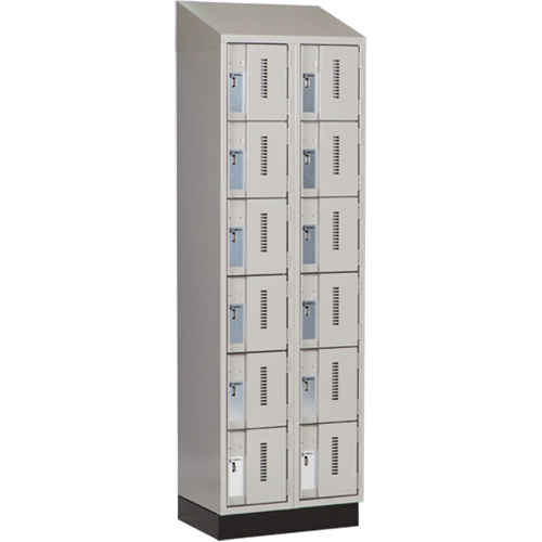 Concorde Heavy-Duty Lockers, 6 -tier, Bank of 2, 24" x 18" x 82", Steel, Grey, Welded (Assembled) Cintas