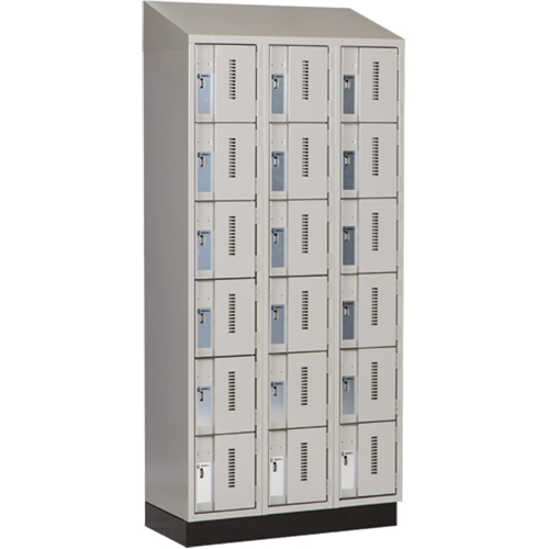 Concorde Heavy-Duty Lockers, 6 -tier, Bank of 3, 36" x 18" x 82", Steel, Grey, Welded (Assembled) Cintas