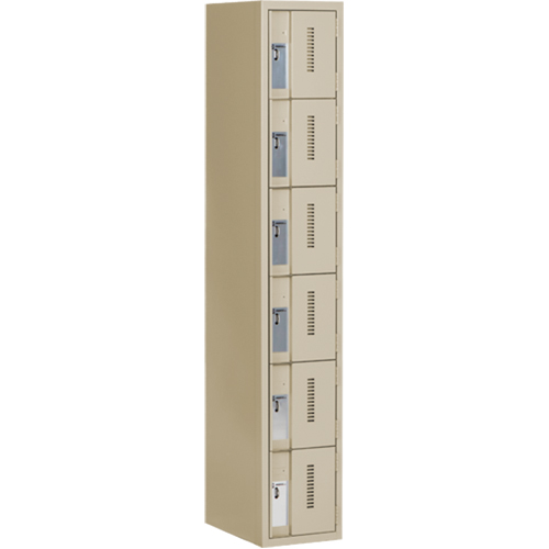 Concorde Heavy-Duty Lockers, 6 -tier, 12" x 18" x 72", Steel, Beige, Welded (Assembled) Cintas