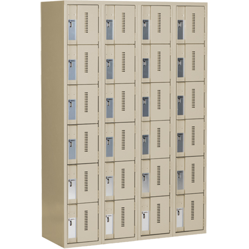 Casiers robustes Concorde, 6 niveaux, Bloc de 4, 48" x 18" x 72", Acier, Beige, Soud&eacute; (assembl&eacute;) Cintas