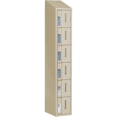 Concorde Heavy-Duty Lockers, 6 -tier, 12" x 18" x 78", Steel, Beige, Welded (Assembled) Cintas