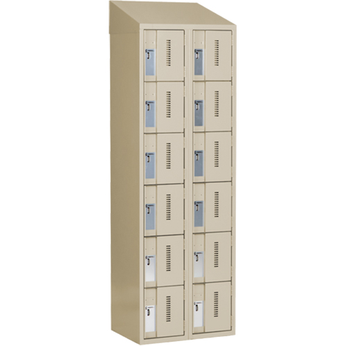 Casiers robustes Concorde, 6 niveaux, Bloc de 2, 24" x 18" x 78", Acier, Beige, Soud&eacute; (assembl&eacute;) Cintas