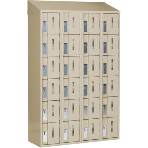 Concorde Heavy-Duty Lockers, 6 -tier, Bank of 4, 48" x 18" x 78", Steel, Beige, Welded (Assembled) Cintas