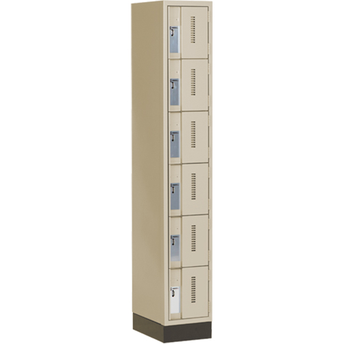 Concorde Heavy-Duty Lockers, 6 -tier, 12" x 18" x 76", Steel, Beige, Welded (Assembled) Cintas