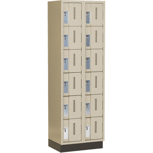 Concorde Heavy-Duty Lockers, 6 -tier, Bank of 2, 24" x 18" x 76", Steel, Beige, Welded (Assembled) Cintas