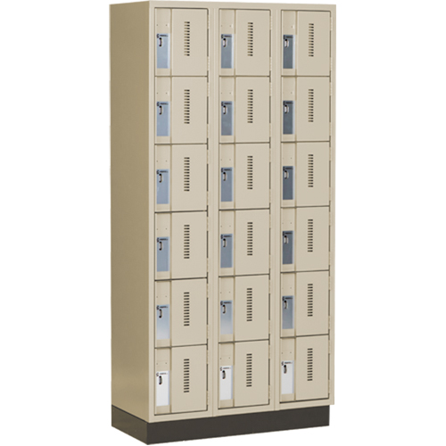Concorde Heavy-Duty Lockers, 6 -tier, Bank of 3, 36" x 18" x 76", Steel, Beige, Welded (Assembled) Cintas