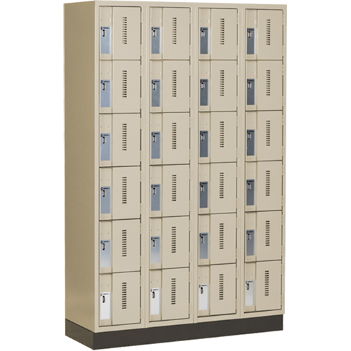 Concorde Heavy-Duty Lockers, 6 -tier, Bank of 4, 48" x 18" x 76", Steel, Beige, Welded (Assembled) Cintas
