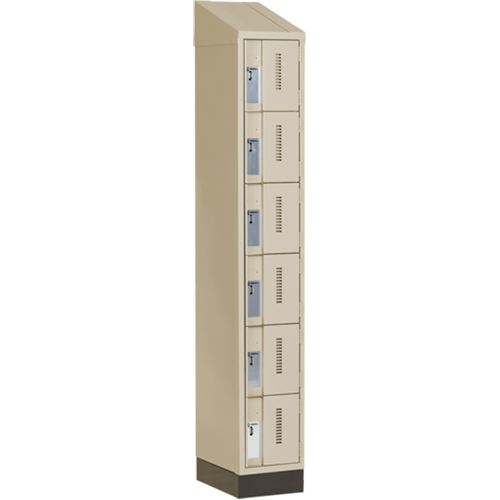 Concorde Heavy-Duty Lockers, 6 -tier, 12" x 18" x 82", Steel, Beige, Welded (Assembled) Cintas