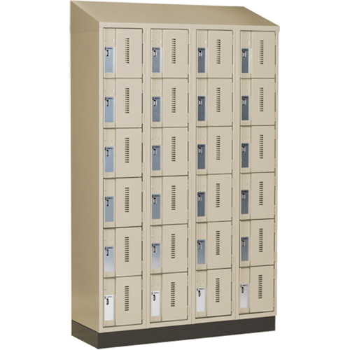 Concorde Heavy-Duty Lockers, 6 -tier, Bank of 4, 48" x 18" x 82", Steel, Beige, Welded (Assembled) Cintas