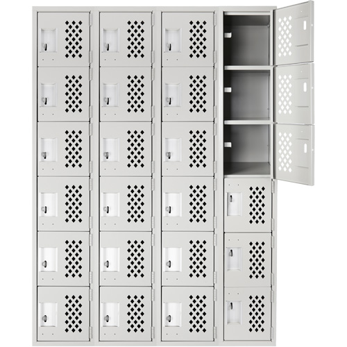 Clean Line Lockerettes, 6 -tier, Bank of 4, 18" x 72" x 12", Steel Cintas