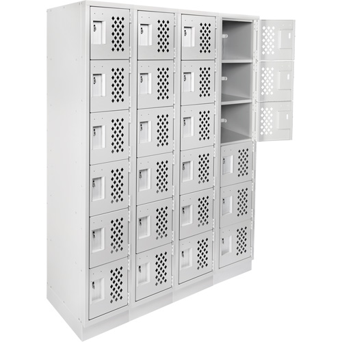 Assembled Clean Line Perforated Economy Lockers, 6 -tier, Bank of 4, 18" x 72" x 12", Steel Cintas