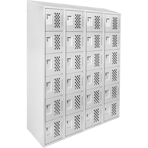 Casiers &eacute;conomiques perfor&eacute;s et assembl&eacute;s Clean Line, 6 niveaux, Bloc de 4, 18" x 72" x 12", Acier Cintas