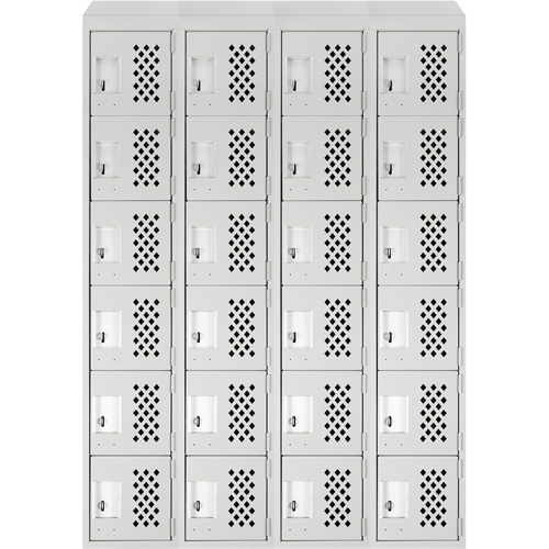 Casiers &eacute;conomiques perfor&eacute;s et assembl&eacute;s Clean Line, 6 niveaux, Bloc de 4, 18" x 72" x 12", Acier Cintas