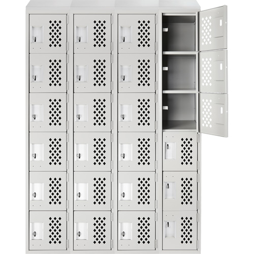 Casiers &eacute;conomiques perfor&eacute;s et assembl&eacute;s Clean Line, 6 niveaux, Bloc de 4, 18" x 72" x 12", Acier Cintas