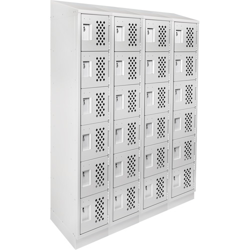 Casiers &eacute;conomiques perfor&eacute;s et assembl&eacute;s Clean Line, 6 niveaux, Bloc de 4, 18" x 72" x 12", Acier Cintas