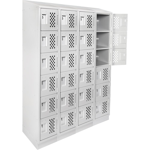 Casiers &eacute;conomiques perfor&eacute;s et assembl&eacute;s Clean Line, 6 niveaux, Bloc de 4, 18" x 72" x 12", Acier Cintas
