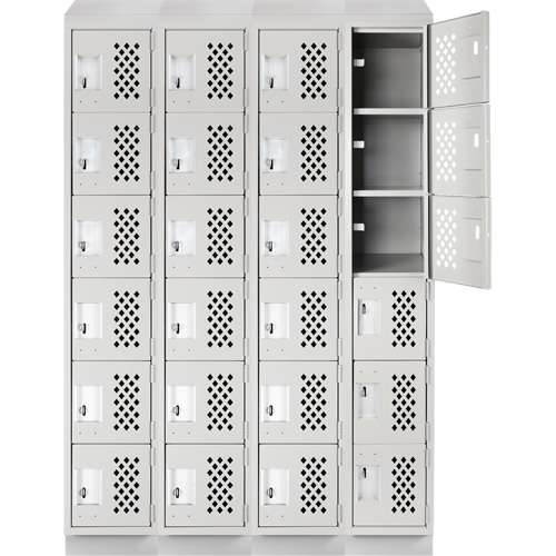 Casiers &eacute;conomiques perfor&eacute;s et assembl&eacute;s Clean Line, 6 niveaux, Bloc de 4, 18" x 72" x 12", Acier Cintas