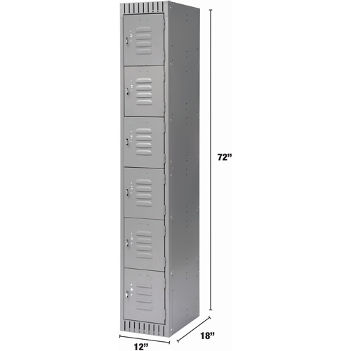 Casiers, 6 niveaux, 12" x 18" x 72", Acier, Gris, D&eacute;mont&eacute; Cintas