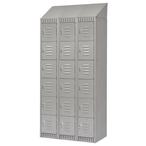 Lockers, 6 -tier, Bank of 3, 36" x 18" x 82", Steel, Grey, Knocked Down Cintas